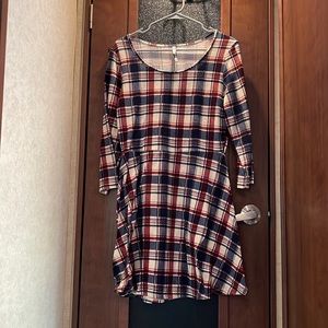 Plaid 3/4 sleeve dress